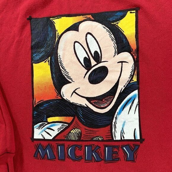 Vintage Disney Mickey Mouse Sweatshirt Men XL Pullover Red‎ Made in USA - Picture 2 of 7
